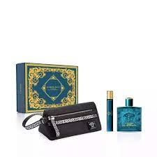Versace Eros 100ml EDP + 10ml EDP + Black Trousse 2pcs Gift Set